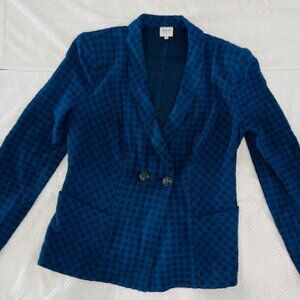 Armani Collezioni Women’s Stretch Knit Blue Black Long Sleeve Pockets Blazer 10